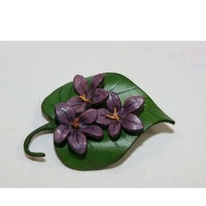 Purple Floral Leaf Brooch
